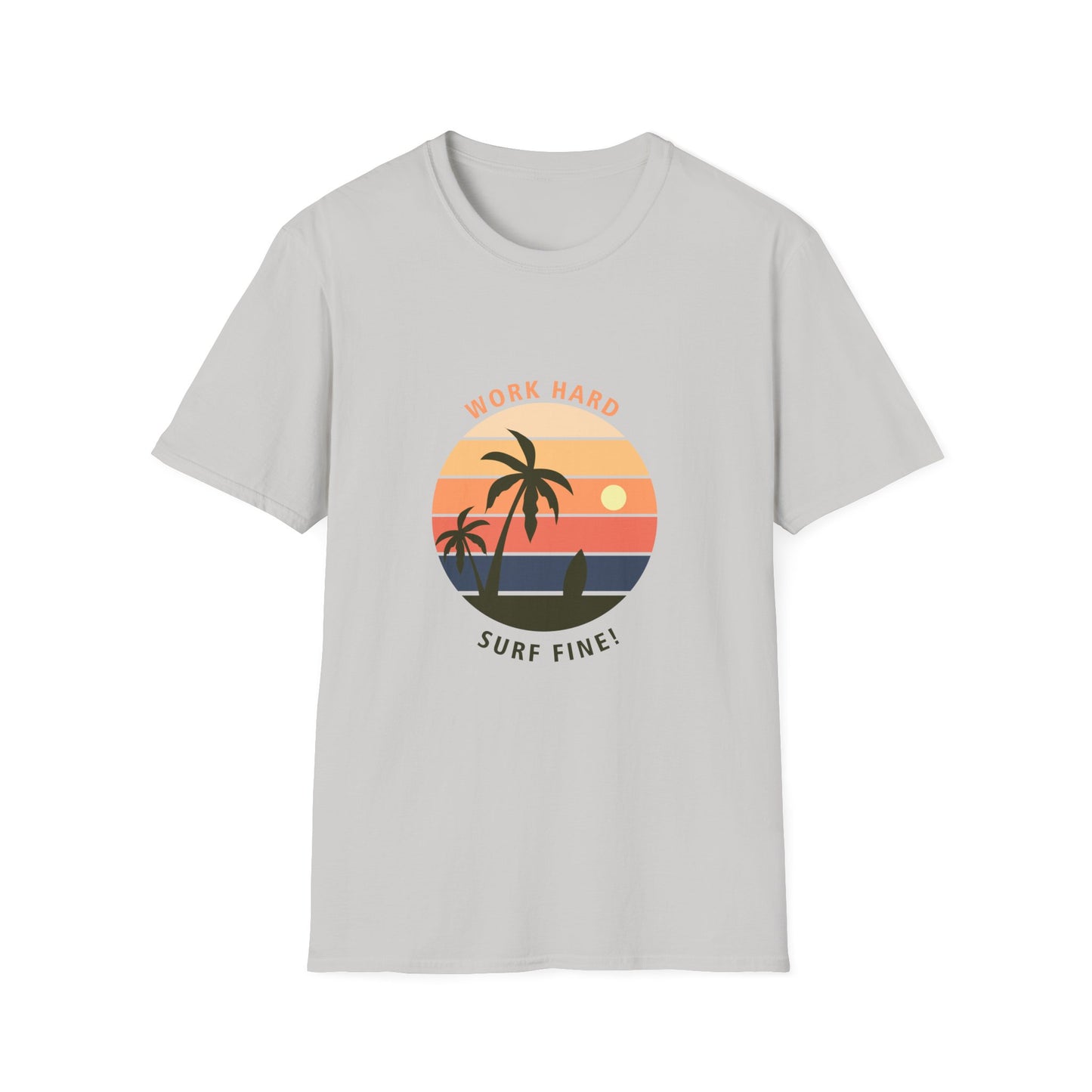 Work Hard Surf Fine Graphic T Shirt Ice Grey