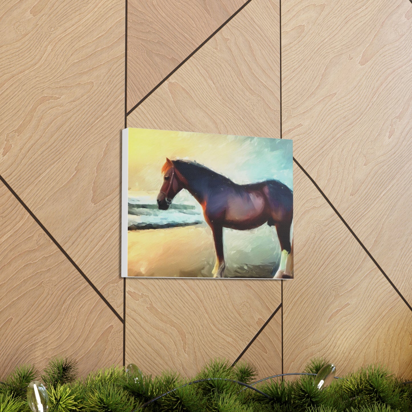 Horse wall art, Beach wall art, ocean art, Canvas Gallery Wraps, Horse Beach, Sunset Beach - SaviTraviDesigns