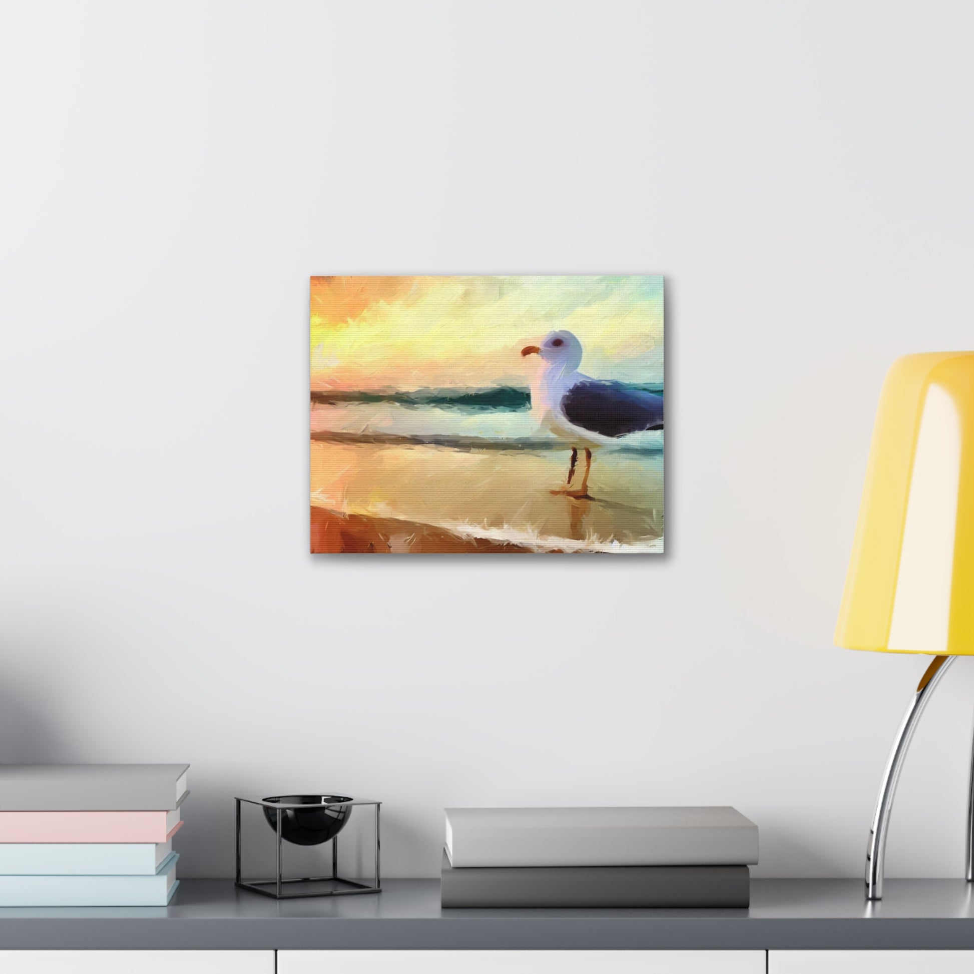 Seagull Beach, Beach wall art, Ocean wall art, Canvas Gallery Wraps