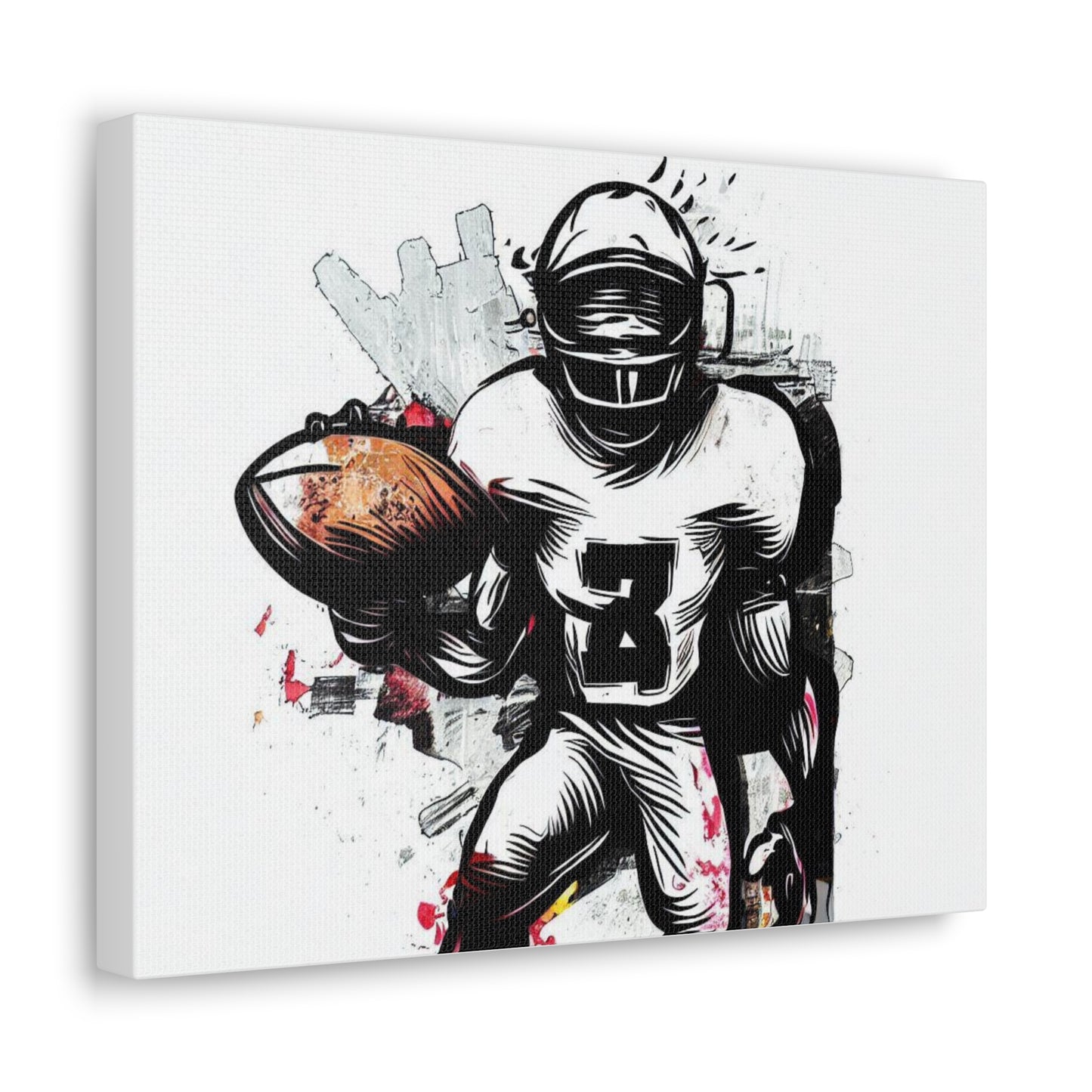 Football Player, Graffiti-inspired home decor, Modern street art prints, Graffiti wall art, Street art canvas art, Graffiti artist prints 14″ x 11″ Premium Gallery Wraps (1.25″)