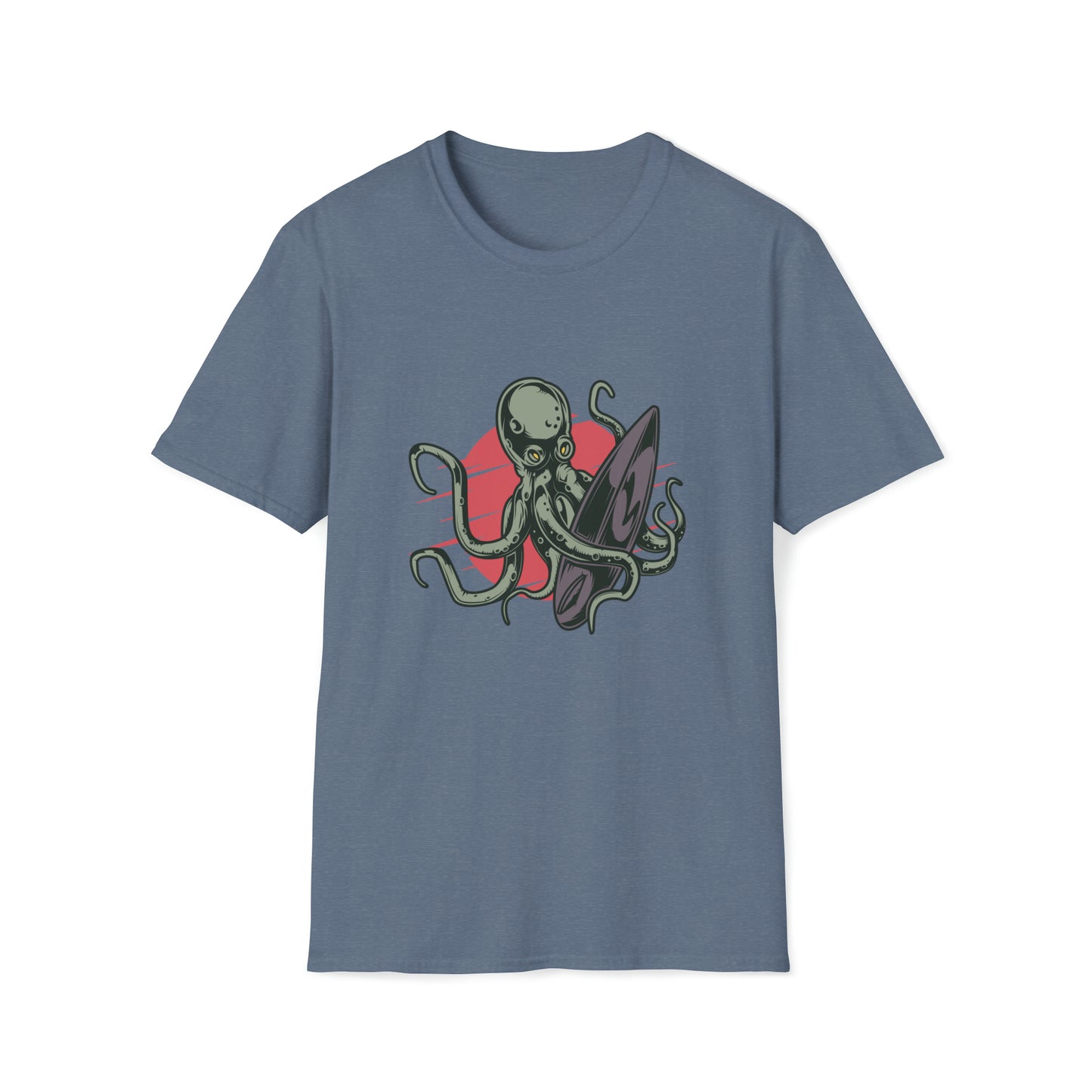 Octopus Surfing |Beach Lifestyle Shirts | Summer Vibe Apparel Heather Indigo