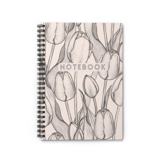 Tulip Notebook, flower Notebook, Pattern Spiral Notebook, Ruled Line, Workout Journal - SaviTraviDesigns