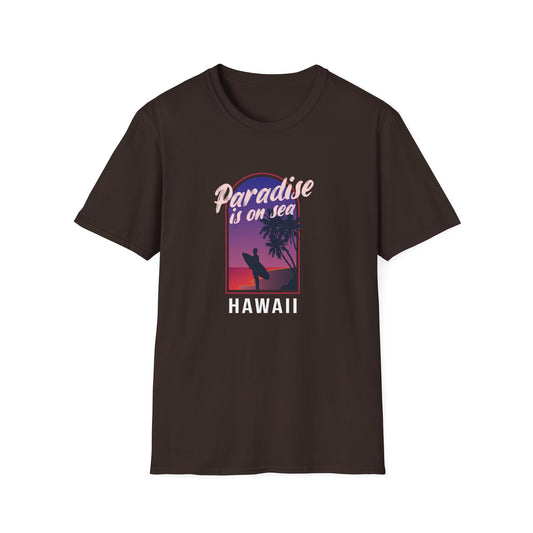 Paradise Is In Hawaii Beachwear Graphic T Shirt Dark Chocolate