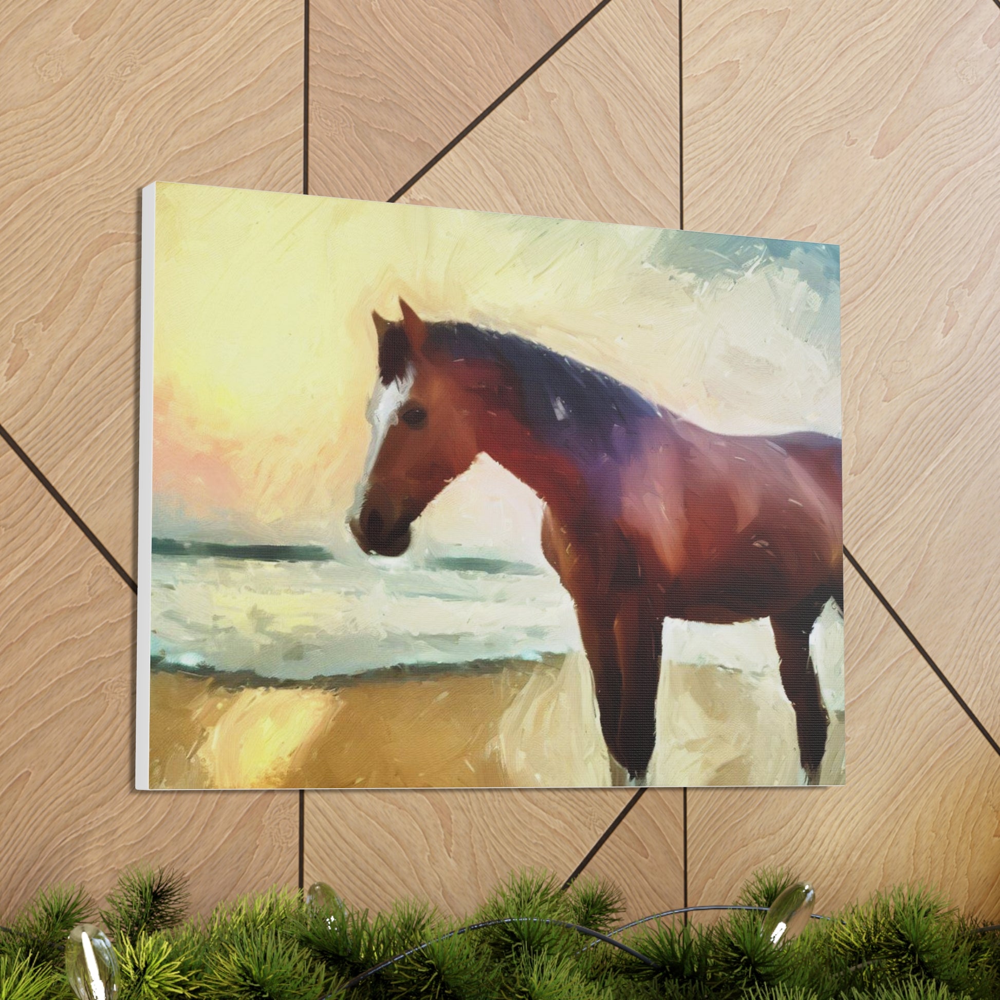 Horse wall art, beach wall art, ocean art, Canvas Gallery Wraps, Horse Beach, Sunset Beach - SaviTraviDesigns