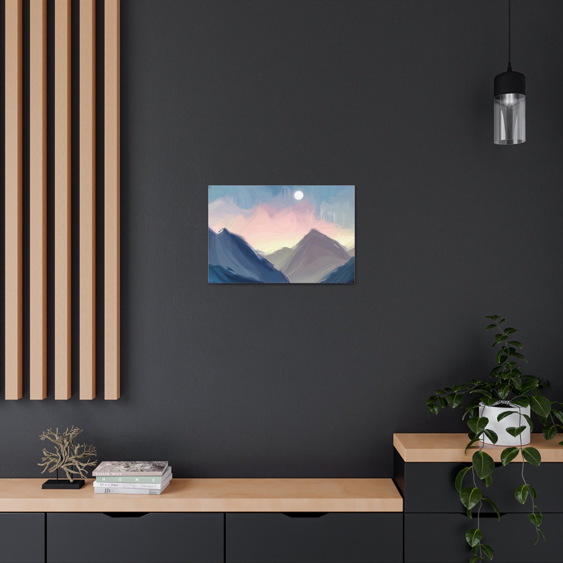 Mountain Wall Art, Moon Wall Art, Canvas Gallery Wraps, Moon Over Mountains