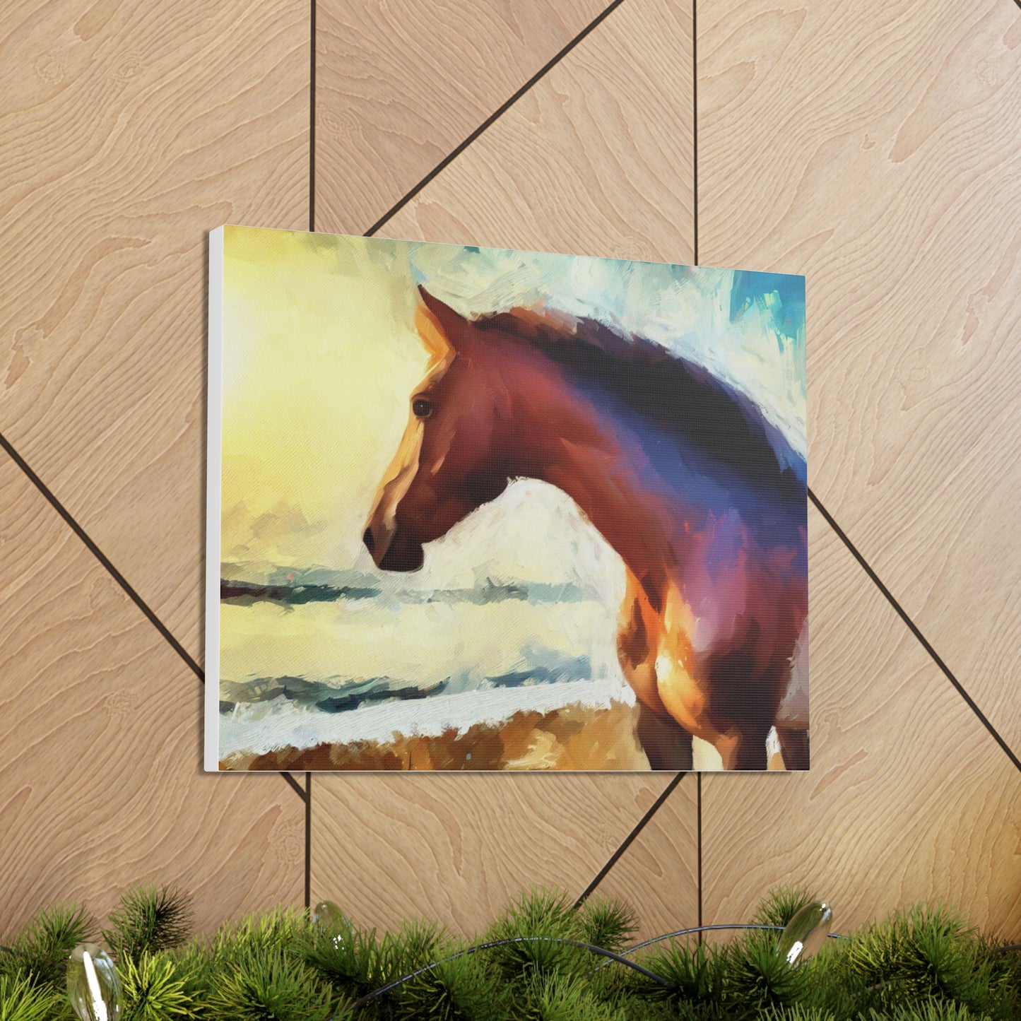 Horse wall art, beach art, ocean art, Canvas Gallery Wraps, Horse Beach, Sunset Beach - SaviTraviDesigns