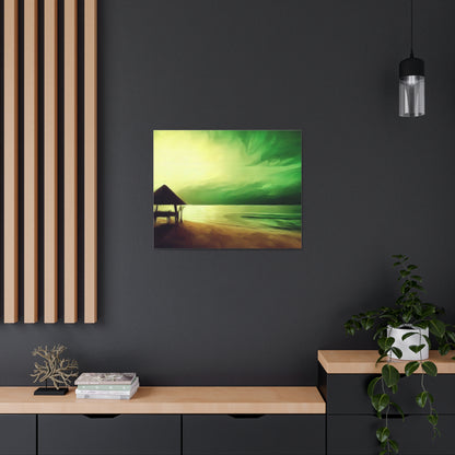 Green Sunset, Beach art, ocean art, beach wall art, Canvas Gallery Wraps