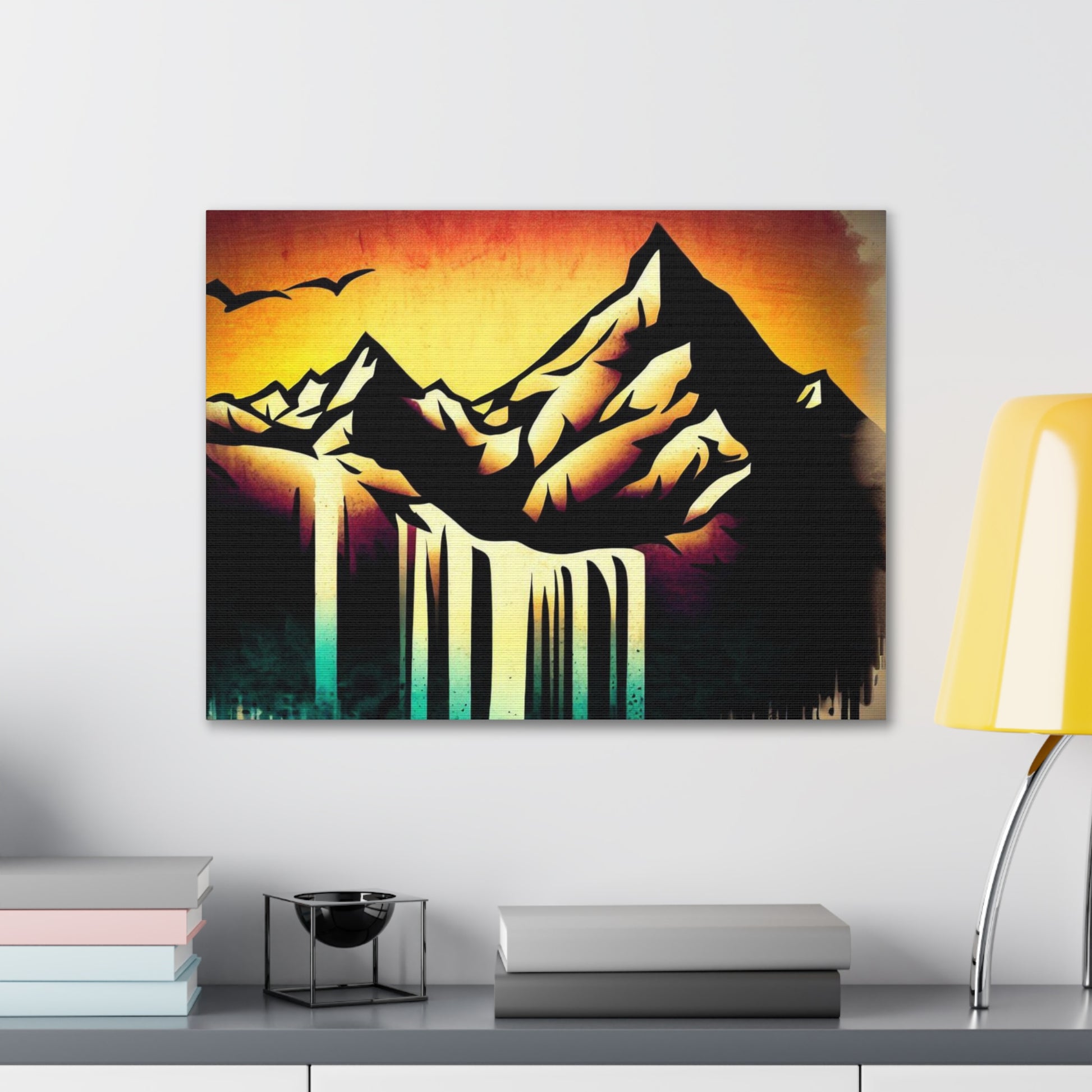 Mountain Waterfall, Graffiti art prints, Street art canvas, Urban art decor, Graffiti-style wall art, Graffiti canvas prints, Street art posters - SaviTraviDesigns