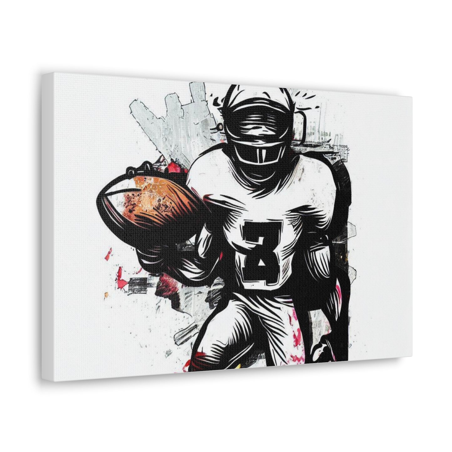 Football Player, Graffiti-inspired home decor, Modern street art prints, Graffiti wall art, Street art canvas art, Graffiti artist prints 18″ x 12″ Premium Gallery Wraps (1.25″)