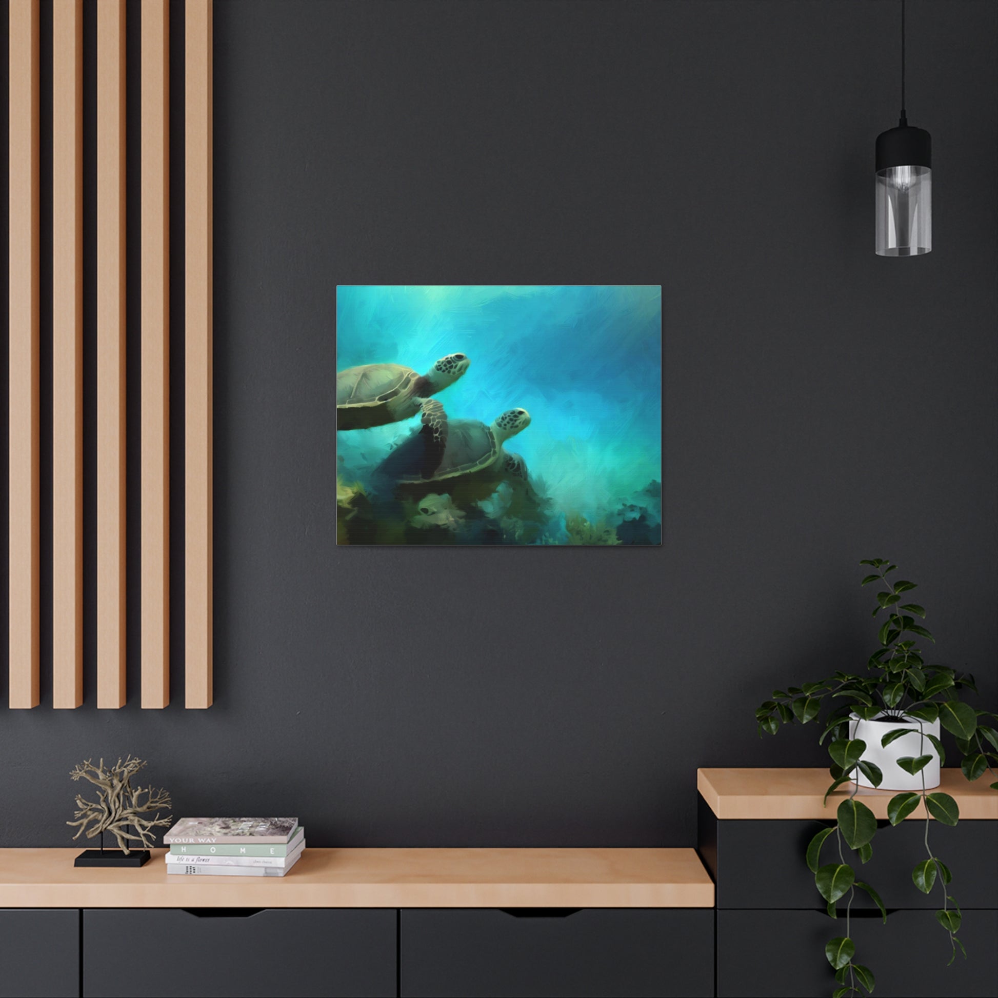 Sea Turtle wall art, ocean wall art, Underwater art, Canvas Gallery Wraps, Sea Turtle Painting