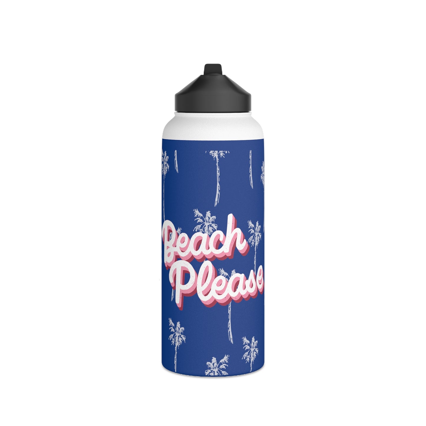 Beach Please water bottle, design water bottle, Stainless Steel Water Bottle, Standard Lid - SaviTraviDesigns