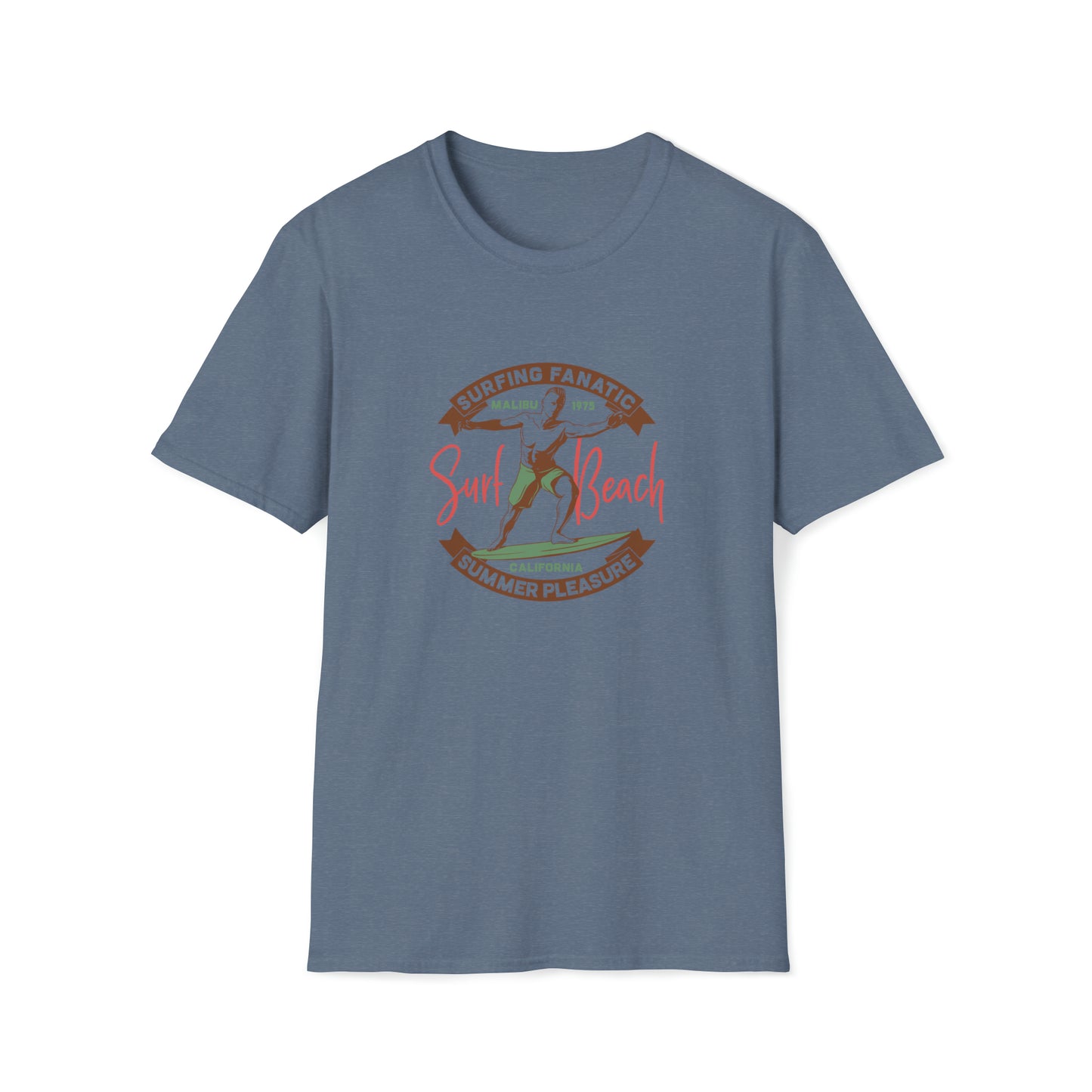 Surfing Fanatic Paradise Pleasure |Beach Lifestyle Shirts | Summer Vibe Apparel Heather Indigo