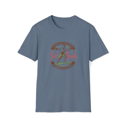 Surfing Fanatic Paradise Pleasure |Beach Lifestyle Shirts | Summer Vibe Apparel Heather Indigo