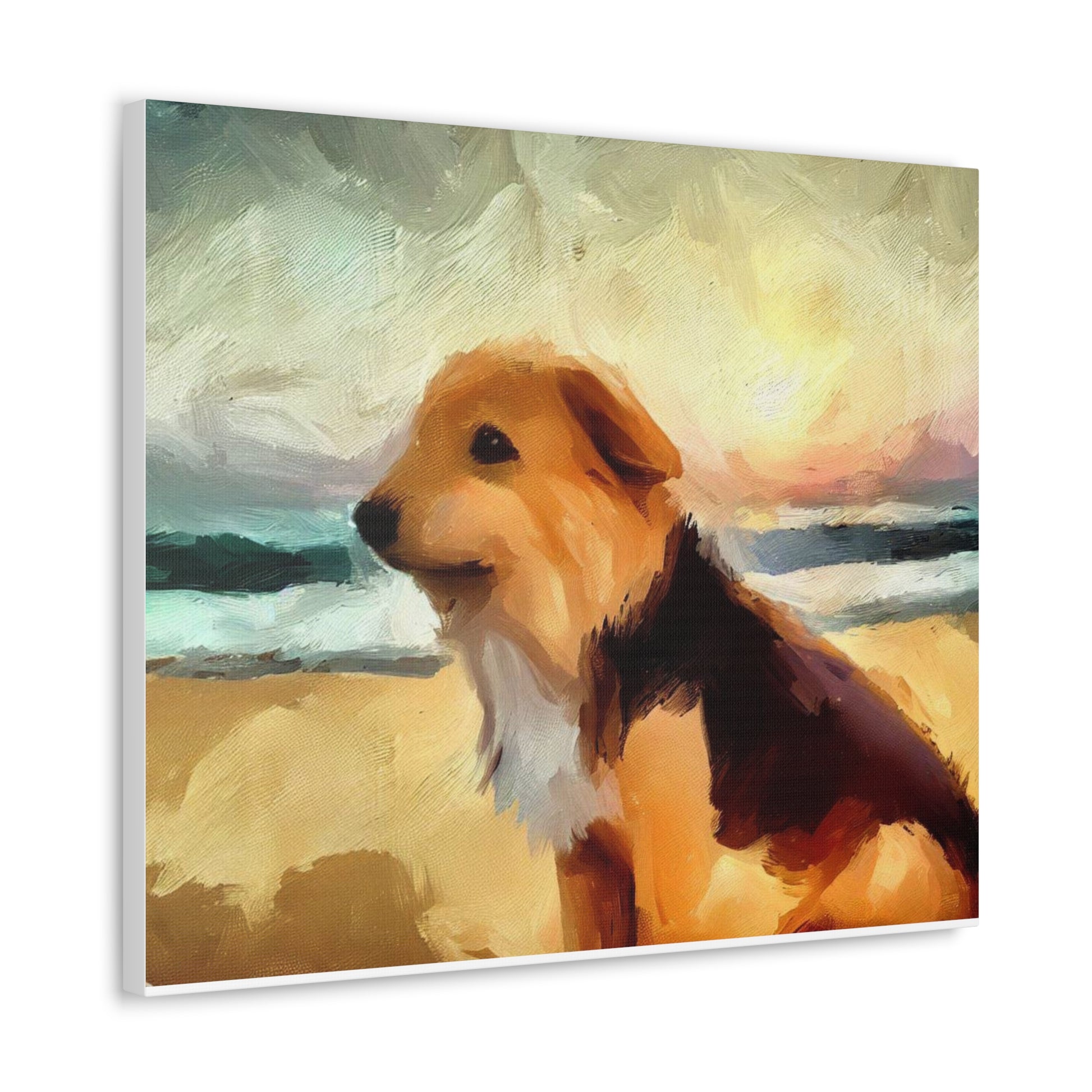 Dog wall art, ocean wall art, beach art, Canvas Gallery Wraps, Dog Beach - SaviTraviDesigns