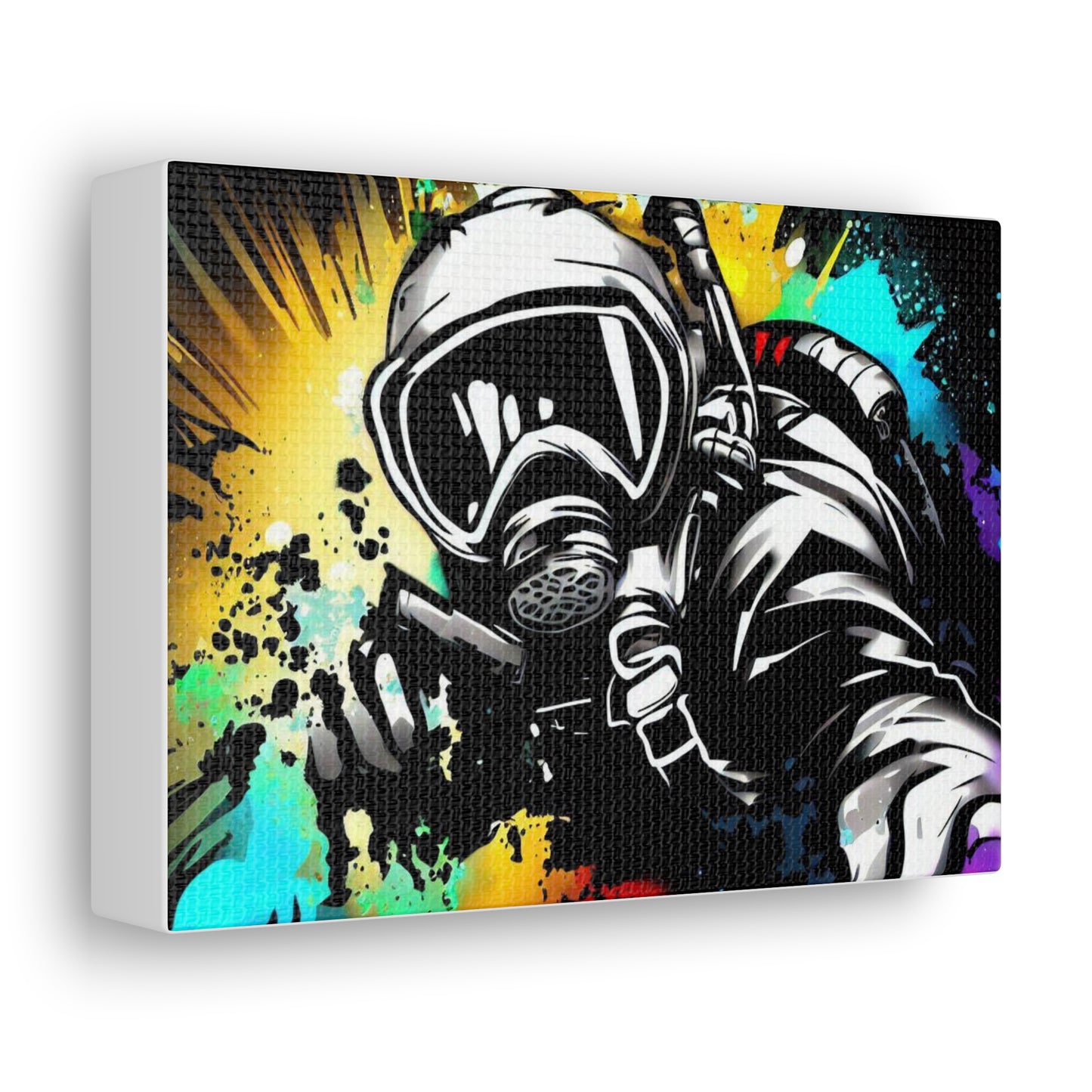 Gas Mask, SCUBA Diver, Graffiti Artist, Graffiti-inspired home decor, Modern street art prints, Graffiti wall art, Street art canvas art, Graffiti artist prints 7" x 5" Premium Gallery Wraps (1.25″)