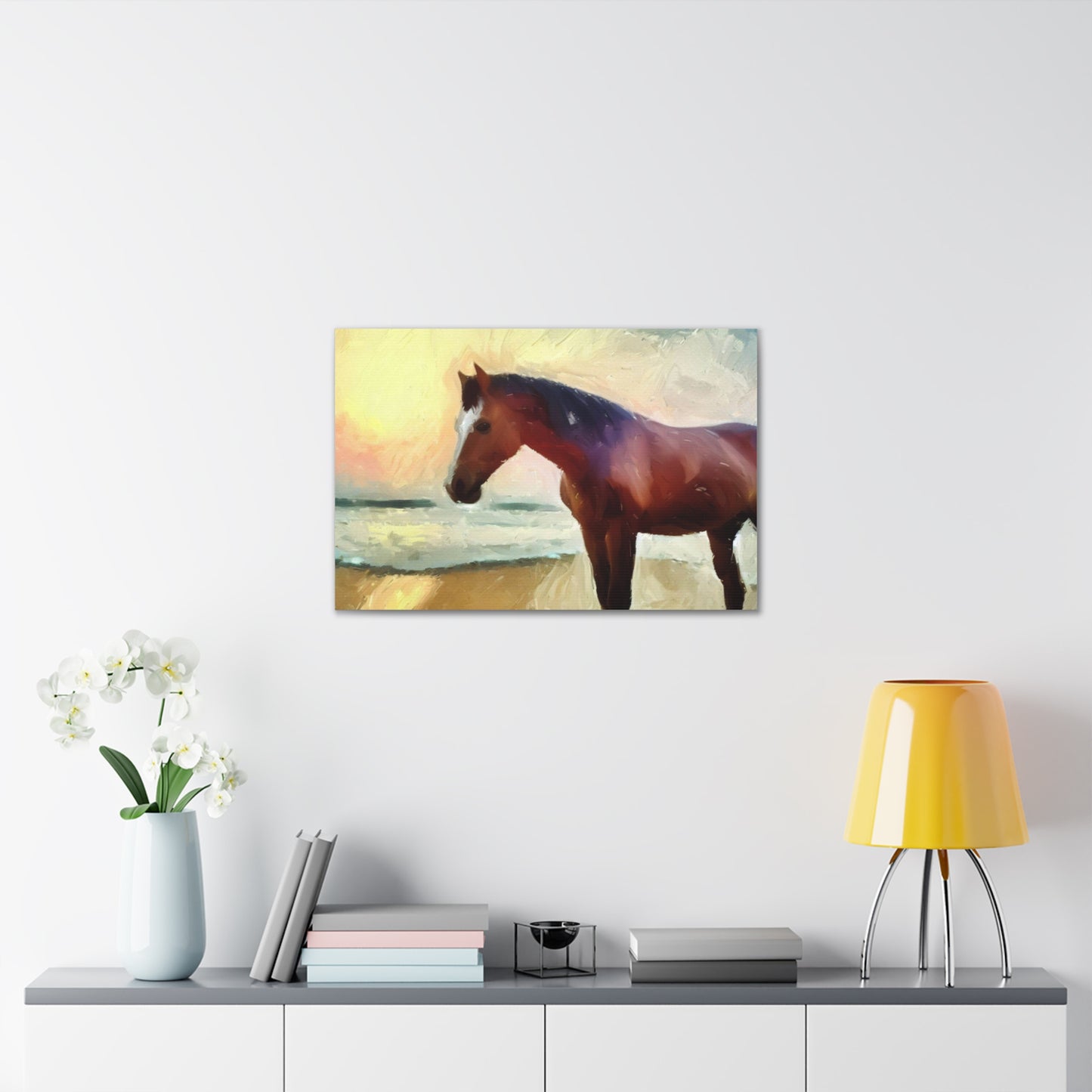 Horse wall art, beach wall art, ocean art, Canvas Gallery Wraps, Horse Beach, Sunset Beach - SaviTraviDesigns