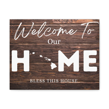 Hawaii - Rustic Welcome to Our Home Sign