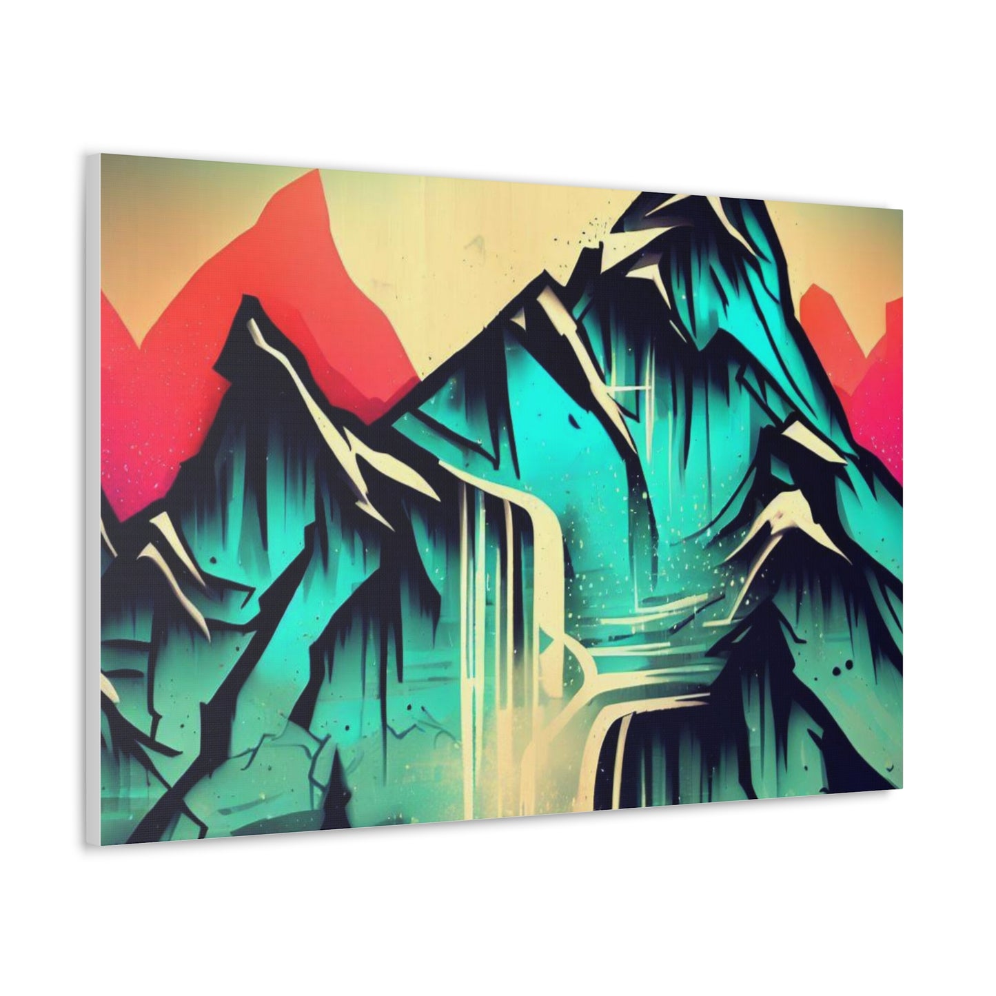 Blue Mountain, Mountain Sunset, Graffiti-inspired home decor, Modern street art prints, Graffiti wall art, Street art canvas art, Graffiti artist prints - SaviTraviDesigns