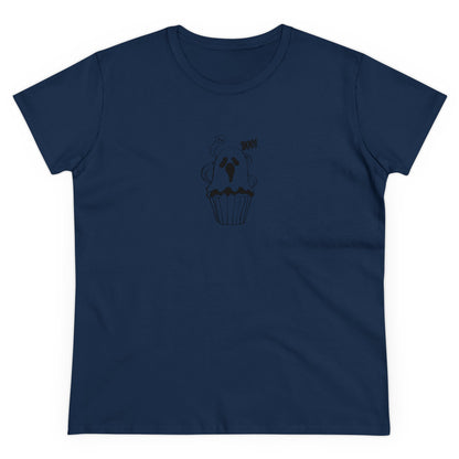 Cute Ghost Cupcake, Halloween Cupcake Designs, Halloween Graphic Shirts, Spooky Halloween Shirts, Cute Halloween Graphic Tees Navy