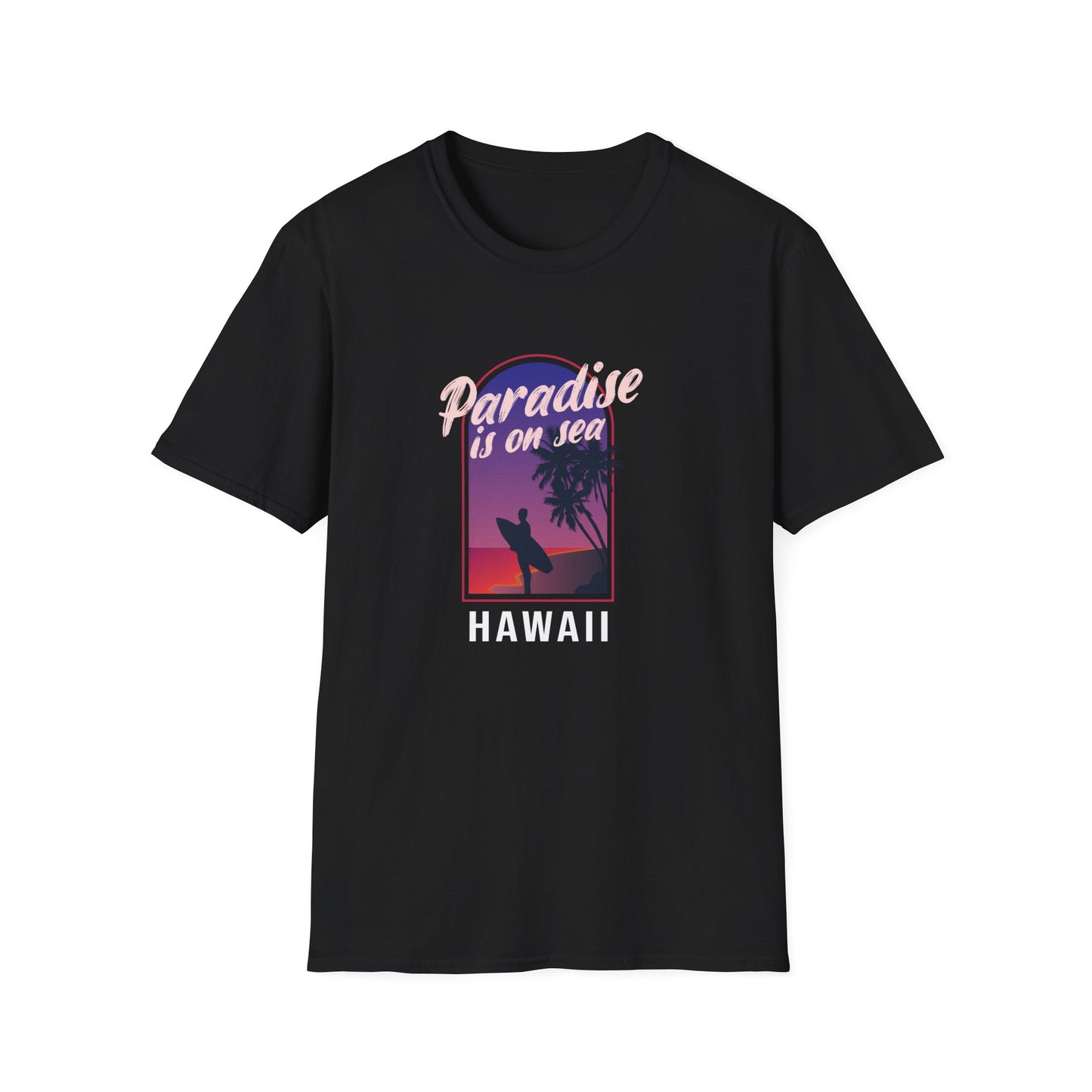 Paradise Is In Hawaii Beachwear Graphic T Shirt Black