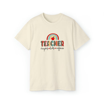 Teacher Crayons, Teacher Kids, Teacher Caffeine, Teacher Graphic Design Shirts, Educator T-Shirt Designs, Classroom Theme Shirts, Inspirational Teacher Tees, Teacher Appreciation Shirts - SaviTraviDesigns