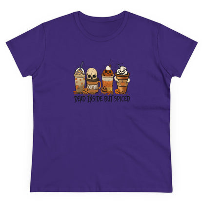 Dead Inside But Spiced, Halloween Graphic Shirts, Spooky Halloween Shirts, Scary Halloween Shirt Designs, Cute Halloween Graphic Tees, Funny Halloween Shirt Ideas Purple