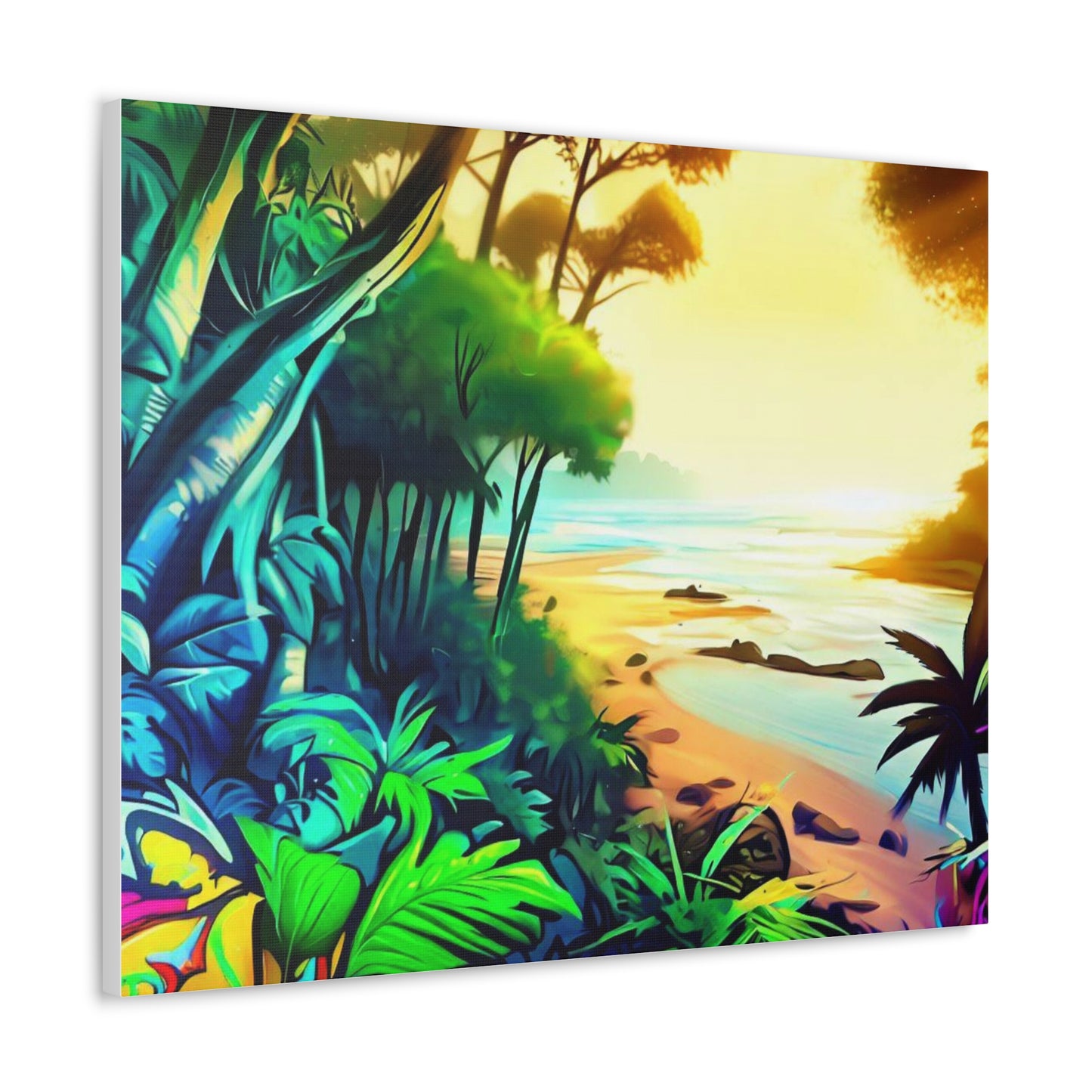 Jungle Riverbed, Jungle Sunset, Graffiti art prints, Street art canvas, Urban art decor, Graffiti-style wall art, Graffiti canvas prints, Street art posters - SaviTraviDesigns