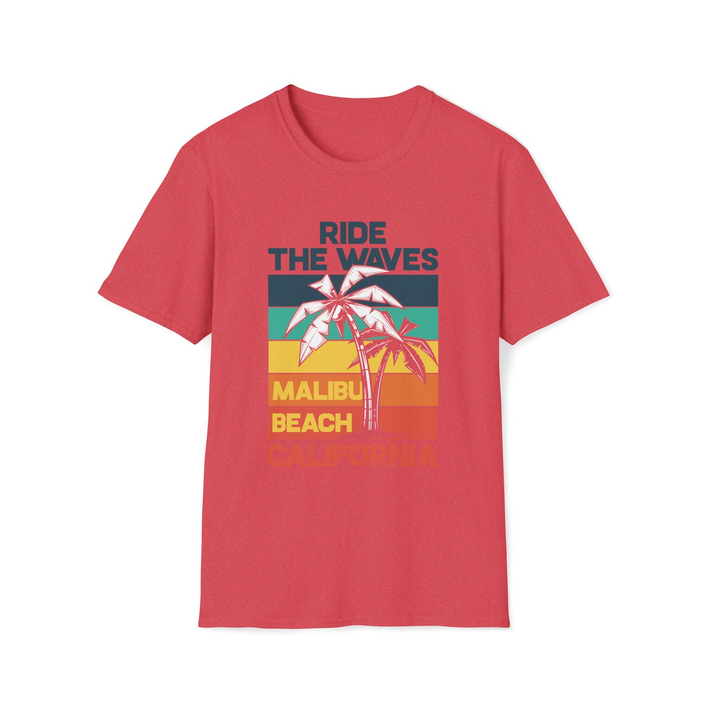 Ride The Waves Malibu Beach |Beach Life Clothing | Ocean Vibes Apparel Heather Red