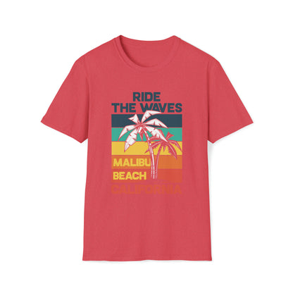 Ride The Waves Malibu Beach |Beach Life Clothing | Ocean Vibes Apparel Heather Red