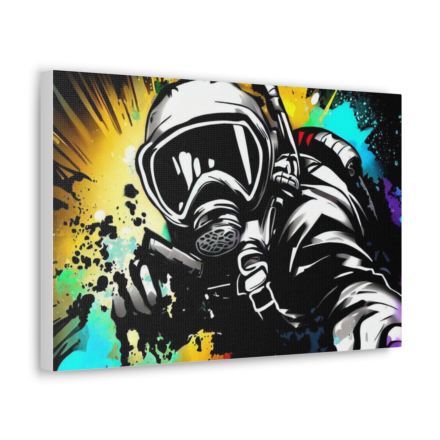 Gas Mask, SCUBA Diver, Graffiti Artist, Graffiti-inspired home decor, Modern street art prints, Graffiti wall art, Street art canvas art, Graffiti artist prints 18″ x 12″ Premium Gallery Wraps (1.25″)