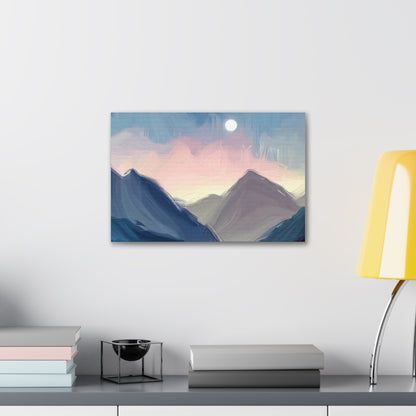 Mountain Wall Art, Moon Wall Art, Canvas Gallery Wraps, Moon Over Mountains