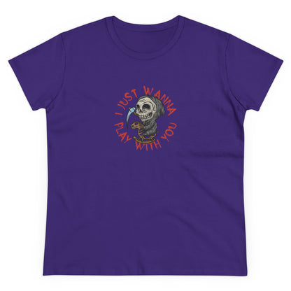 I Just Want To Play With You, Halloween Graphic Shirts, Spooky Halloween Shirts, Scary Halloween Shirt Designs, Cute Halloween Graphic Tees, Funny Halloween Shirt Ideas Purple