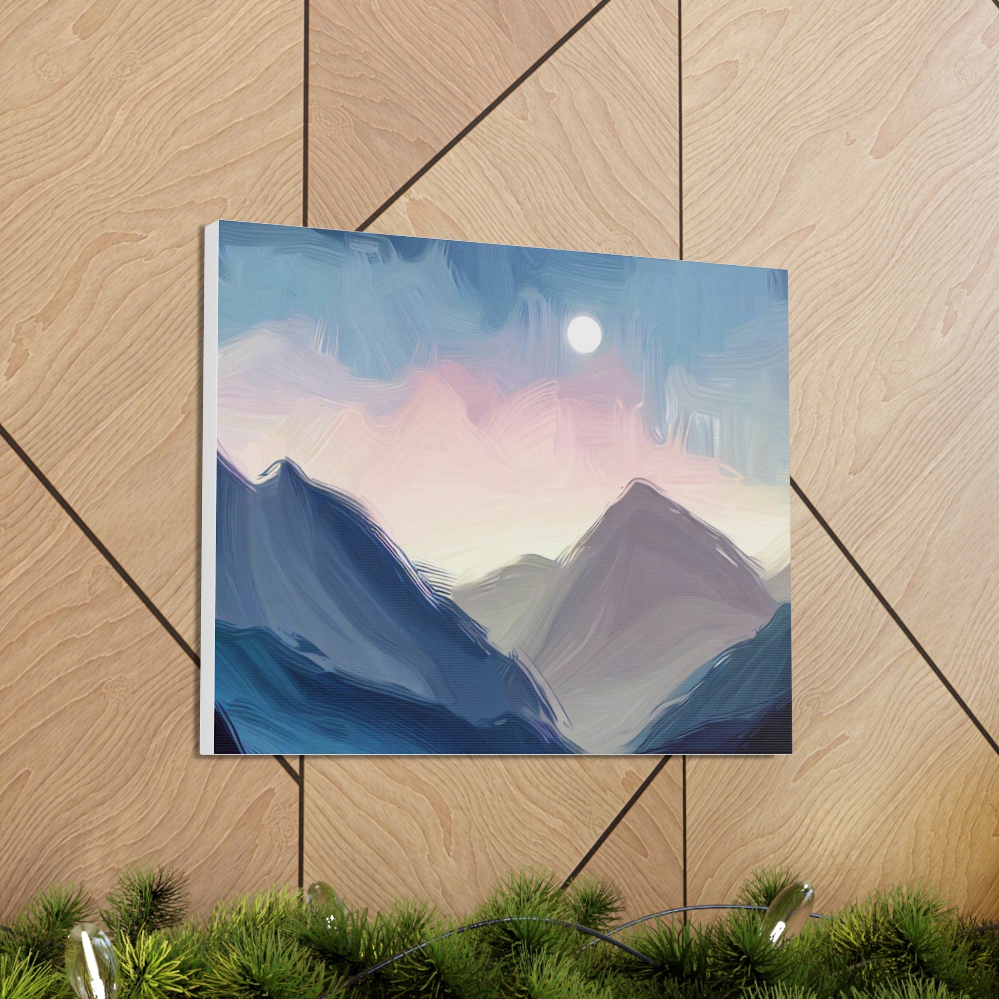 Mountain Wall Art, Moon Wall Art, Canvas Gallery Wraps, Moon Over Mountains