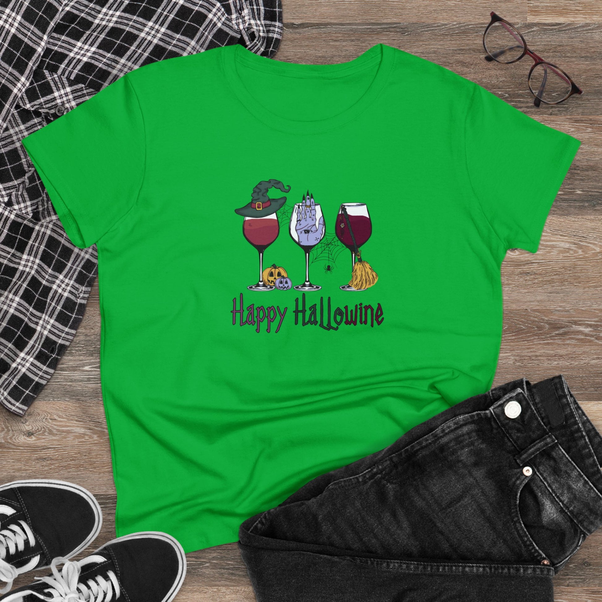 Happy Hallowine,Halloween Graphic Shirts, Spooky Halloween Shirts, Scary Halloween Shirt Designs, Cute Halloween Graphic Tees, Funny Halloween Shirt Ideas - SaviTraviDesigns