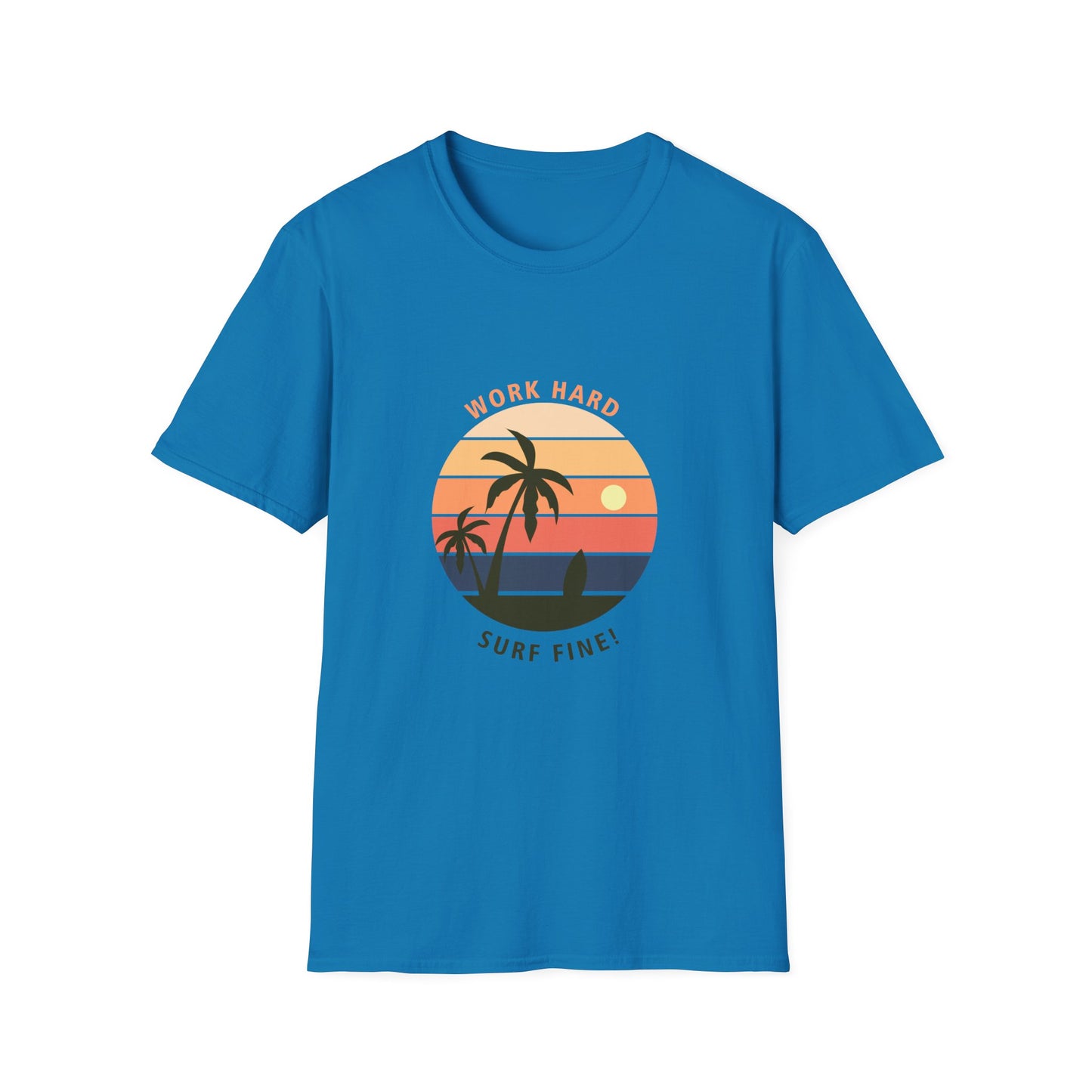 Work Hard Surf Fine Graphic T Shirt Sapphire