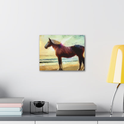 Horse wall art, Beach wall art, ocean wall art, Canvas Gallery Wraps, Horse Beach, Sunset Beach - SaviTraviDesigns