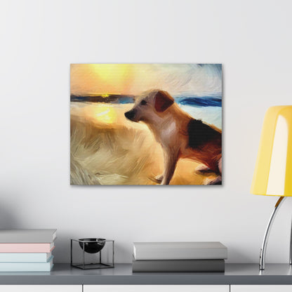 Dog wall art, beach wall art, ocean art, Canvas Gallery Wraps, Pet Beach - SaviTraviDesigns