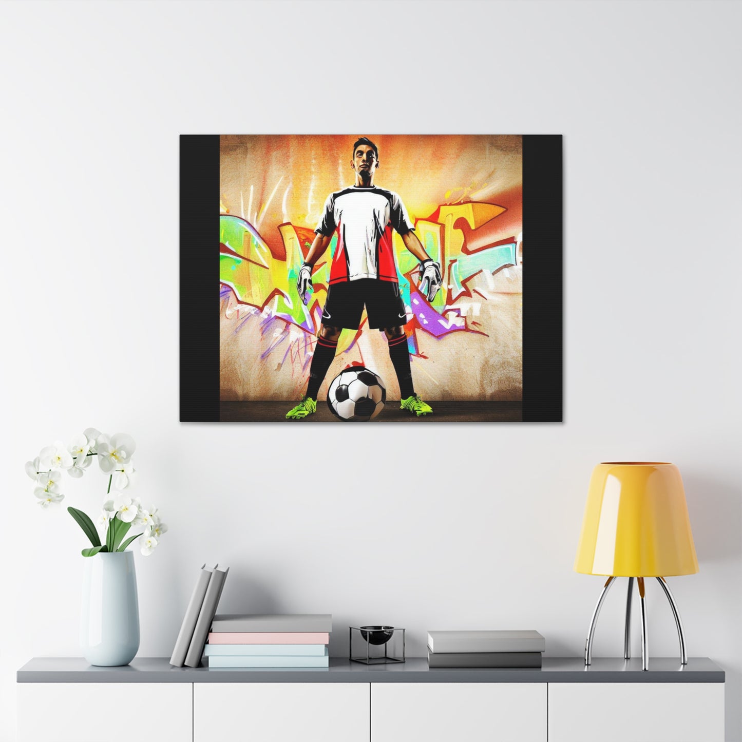 Soccer Player Graffiti Style Wall Art