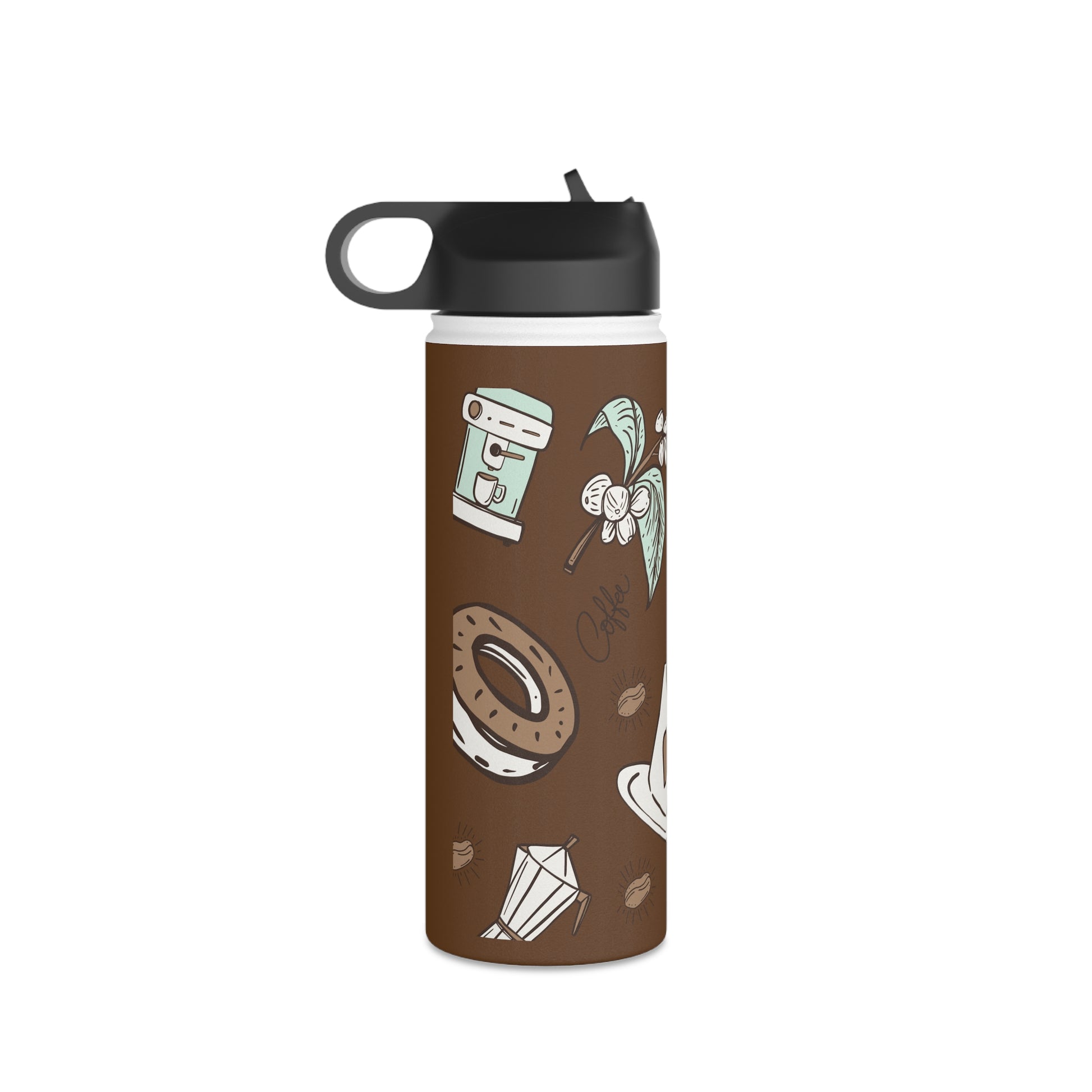 Coffee water bottle, Design water bottle, Stainless Steel Water Bottle, Standard Lid - SaviTraviDesigns