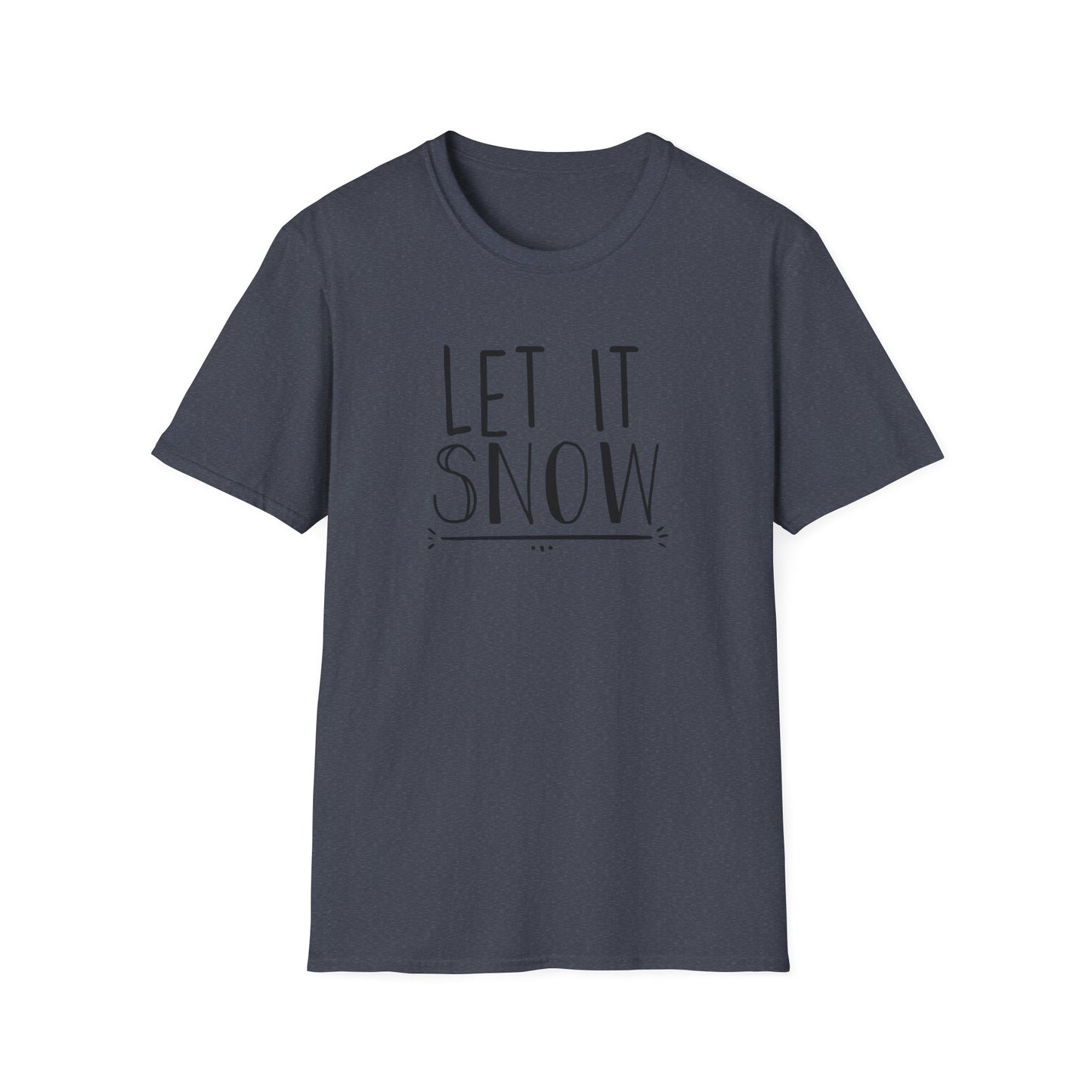 Let It Snow Winter Graphic T Shirt Heather Navy