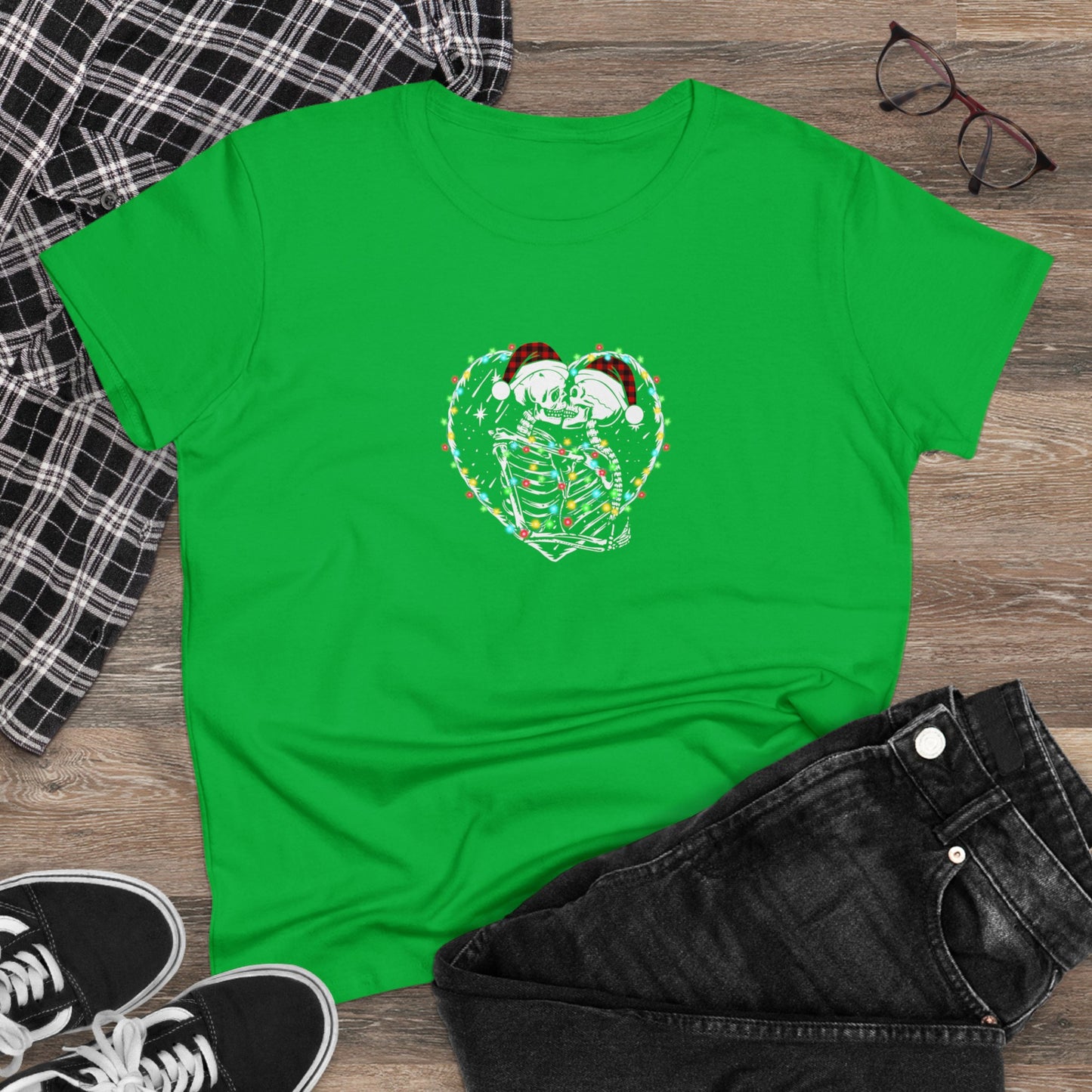 Skeleton Christmas, Skeleton Heart, Skeleton Love, Christmas Graphic Shirts, Festive Holiday T-Shirts, Ugly Christmas Sweater Tees