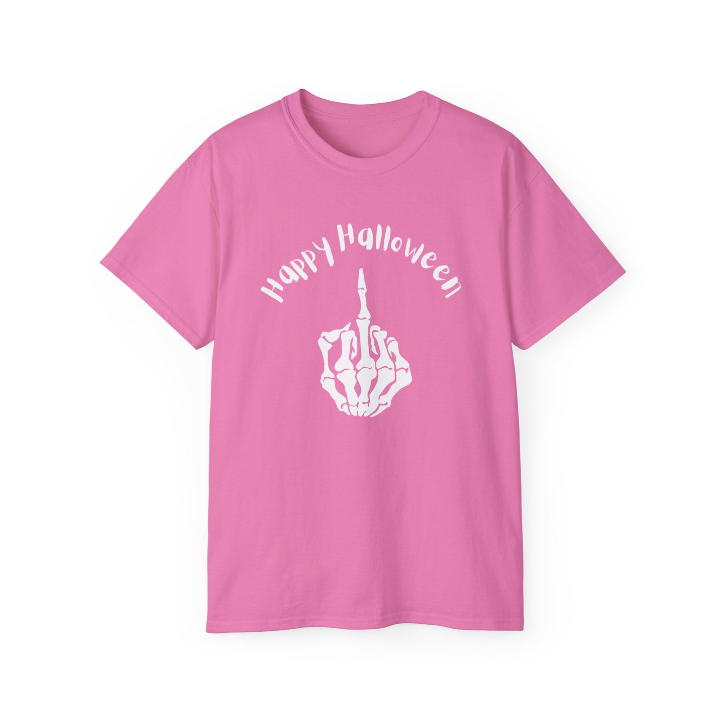 Happy Halloween Middle Finger Bones Tee Shirt