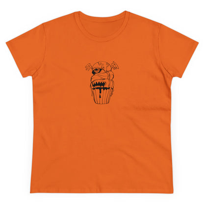 Eyeball Cupcake, Halloween Cupcake Designs, Halloween Graphic Shirts, Spooky Halloween Shirts, Cute Halloween Graphic Tees Orange