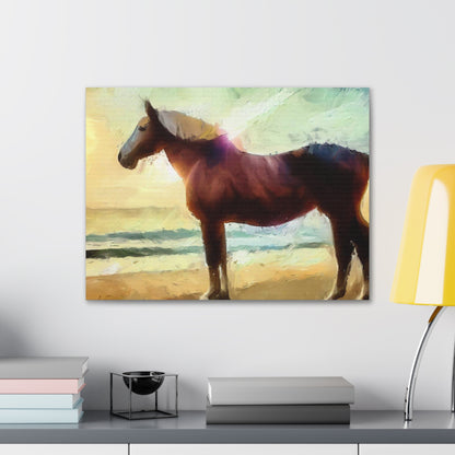 Horse wall art, Beach wall art, ocean wall art, Canvas Gallery Wraps, Horse Beach, Sunset Beach - SaviTraviDesigns