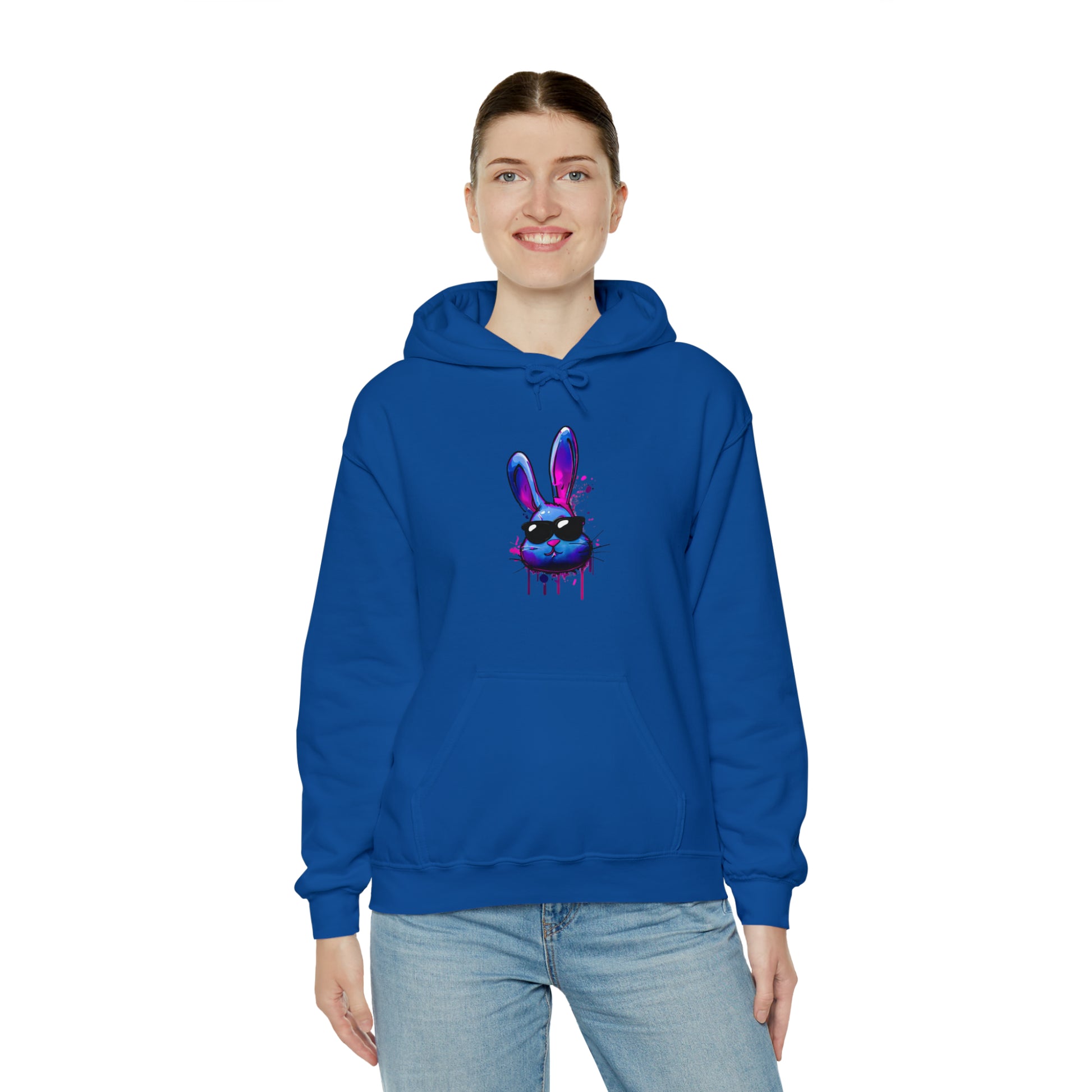 Bunny Hoodie, Graffiti Hoodie, Graffiti sweatshirt, Bunny sweatshirt, Urban Art Hooded Sweatshirt, Blue Bunny