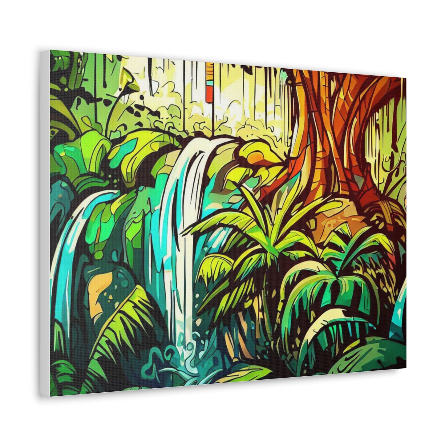 Rainforest Waterfall, Jungle Waterfall, Graffiti-inspired home decor, Modern street art prints, Graffiti wall art, Street art canvas art, Graffiti artist prints - SaviTraviDesigns