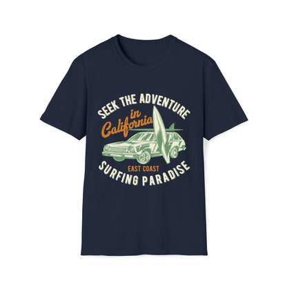 Seek The Adventure, Surfing Paradise, Beachwear Graphics, Tropical T-Shirt Designs, Ocean-Inspired Shirts, Surfing Graphics, Sun and Sand Apparel, Summer Wardrobe Essentials - SaviTraviDesigns