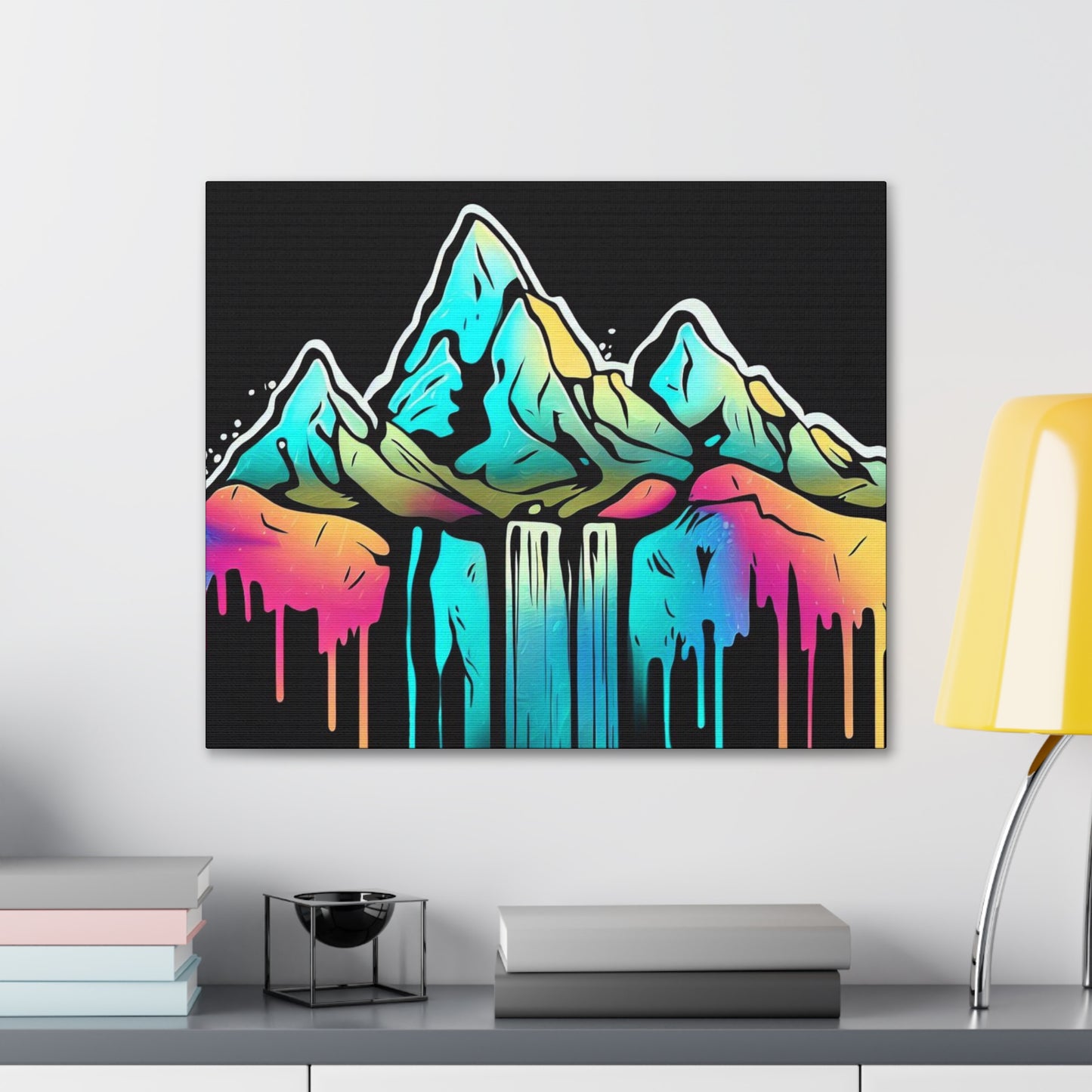 Mountain Waterfall, Graffiti-inspired home decor, Modern street art prints, Graffiti wall art, Street art canvas art, Graffiti artist prints - SaviTraviDesigns