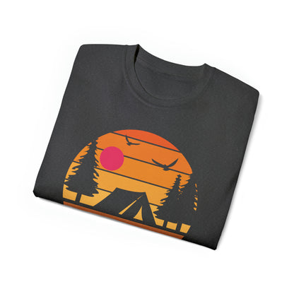 Sunset Camping Silhouette | Hiking & Camping Tee | Nature-Inspired Outdoor Apparel