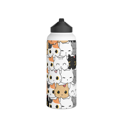 Cat water bottle, Stainless Steel Water Bottle, Standard Lid, Eco Bottle - SaviTraviDesigns